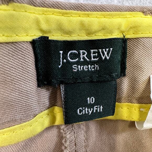 J.Crew Stretch City Fit Pants WMNS 10 Tan Mid Rise Wide Leg Trouser Cotton Blend - Picture 3 of 8